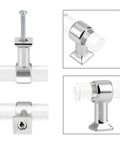 Five Pack Clear Acrylic Cabinet Handles With Single Hole Design Polished Chrome Zinc Alloy Drawer Pulls For Kitchen Cabinets And Furniture Easy Grip Knobs To Upgrade Your Kitchen Game With A Modern Sleek Look; close-up and side views of polished chrome and clear acrylic handles.