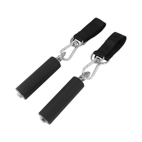 Durable Nylon And Stainless Steel Pull Up Handles With TPR Rubber Coated Anti Slip Grips for Gym Equipment shown from top angle