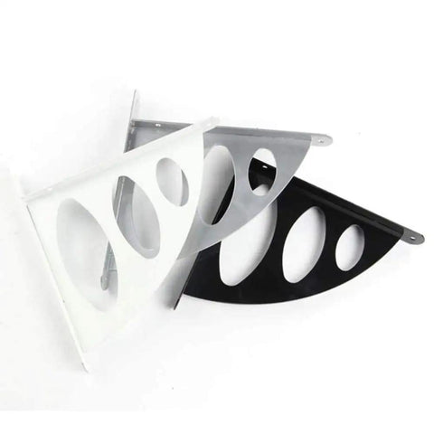 Heavy Duty Floating Shelf Brackets Built Like A Tank With Rustproof Stainless Steel Corner Wall Mount To Zero Out Flex And Secure Your Everyday Essentials Includes Hardware For Quick Install in black, white, and silver colors.