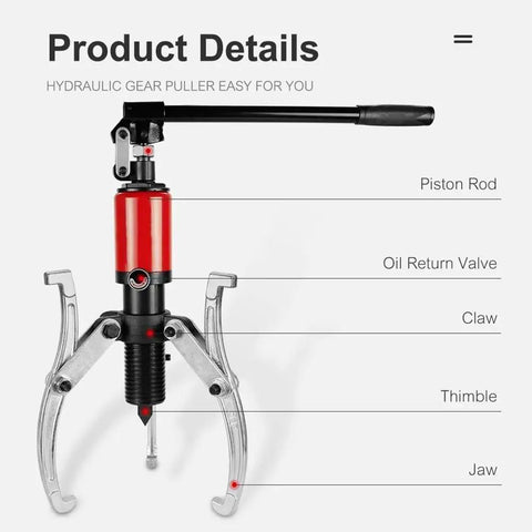 Heavy Duty Hydraulic Gear Puller Set For Wheel Bearings With 50T Capacity, Bearing Separator With 360 Degree Rotating Pump Head
