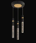 Modern Crystal Pendant Light With 3 Light Cluster LED Fixture For Kitchen Island And Dining Room Black And Gold Finish