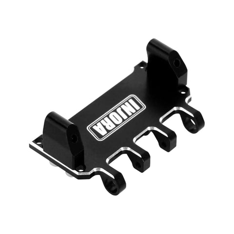 Beefy Adjustable CNC Aluminum Servo Mount For Axial SCX24 Scale RC Crawler Upgrade, black finish, adjustable side posts shown
