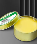 Open tin of lead free soldering flux paste for precise joints in phones and computer hardware repair, iron rosin formula delivers strong adhesion and easy cleanup, safe for electronics, environmentally friendly and high performance.