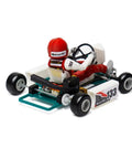 Rear view of One Thirty Second Scale Go Kart RC Car 2.4G With Remote Control Battery Included Old School Retro Mini Racing Kart