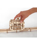 3D Mechanical Tram Kit Build Your Own Vintage Streetcar Model With Gears And Moving Parts Hands On STEM Puzzle For Adults And Teens Satisfying Build Realistic Motion And Fun To Play; wooden tram on track