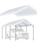 12x20 Carport Replacement Canopy Cover With Edge White Top Shelter For Carport Frame Not Included, showing cover on frame