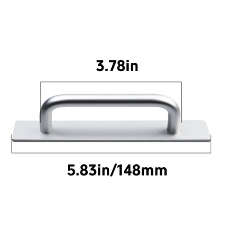 Two Pack Aluminum Alloy Push Pull Door Knobs With Self Adhesive Handles For Kitchen Cabinets Windows Sliding Closets Durable Silver Finish Non Slip Grip Quick And Easy Install No Tools Needed 5.83 Inch Length, 3.78in, 148mm