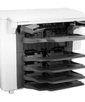 Hp Laserjet L0H20A Automatic Stapler Stacker And Mailbox With 6 Bins showing stacked trays for high volume office printing.