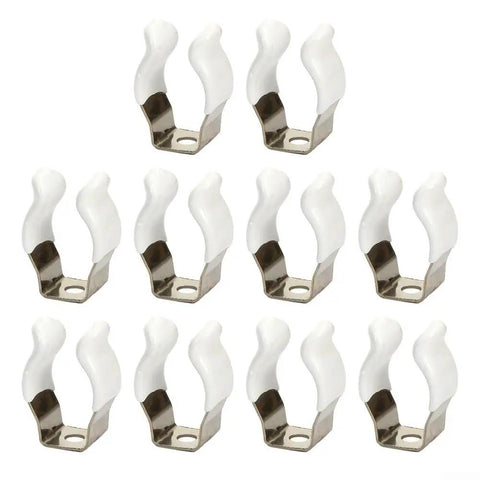 Heavy Duty Stainless Steel Tool Spring Clips Open Type 12mm 10 Pack Clamping Clips arranged in a grid, featuring white rubber grips.