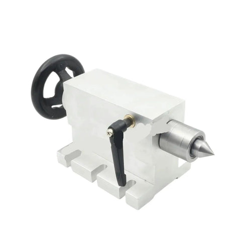 Top Tier Cnc Rotary A Axis Build Kit Featuring K11 100mm Mount With Three Jaw Chuck Attached To Mt2 Tailstock side view