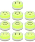 Ten Piece Circular Bubble Level Set Acrylic High Precision Spirit Levels For Calibrating Picture Frames And Cross Stitch Frames Easy To Use Measuring Tool For Accurate Horizontal Alignment shown from top view.