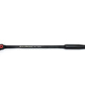Indexing Pry Bar 16 Inch With 14 Locking Positions And 180 Degree Rotation For Tight Spaces, single black tool with red pivot.