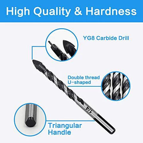 Masonry drill bit with triangular handle and carbide tip, black finish.