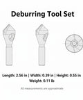 4-Piece HSS Deburring Tool Set For Metal Finishing And Chamfering Versatile Chamfer Cutter Kit in technical blueprint view