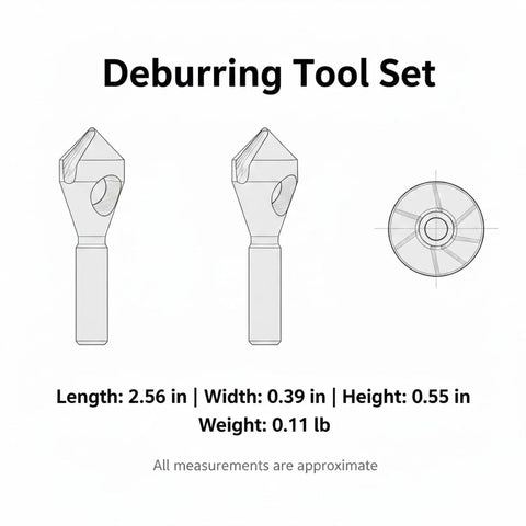 4-Piece HSS Deburring Tool Set For Metal Finishing And Chamfering Versatile Chamfer Cutter Kit in technical blueprint view