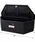 Heavy Duty Workhorse 46 Inch Trailer Tongue Tool Box Solid Steel Storage Chest with open lid, measuring 46" x 18" x 14-3/4".