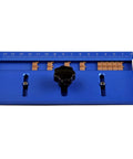 RC Tank Track Link Assembly Jig For Easy Track Link Installation, blue portable tool with ruler, compact design
