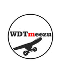 Logo of WDTmeezu with finger skateboard silhouette