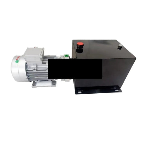 Rock Solid Hydraulic Power Unit Oil Pump Station Double Acting 380 Volt Electric Motor with Brushless Drive side view.