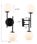 Two Light Modern Matte Black Vanity Lights With White Globe Glass Shades Industrial Farmhouse Wall Lamp For Bedroom Living Room Kitchen And Bathroom Options