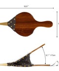 Large Wood Fire Bellows With Hanging Strap Cast Nozzle For Outdoor Camping And BBQ Grill Chimney Hand Pump Fireplace Tool Accessories Premium Leather Heat Resistant Durable Solid Wood Construction, side and top view dimensions