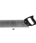 14-inch back saw from Rugged Miter Box And Back Saw Set For Trim And Molding, black handle, designed for precision wood cutting.