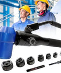 Portable Hydraulic Hole Punch Kit with Six Dies for Drilling Holes in Mild Steel Plates and Metal Sheets, Manual Knockout Punch, Blue