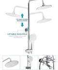 UMJIGF 8 Inches Shower System Brass Chrome Shower Faucet Set Wall Mounted Multi-Functional Bathroom Shower Combo Set with Shower Head and Handheld Shower with Liftable Rain Pole.