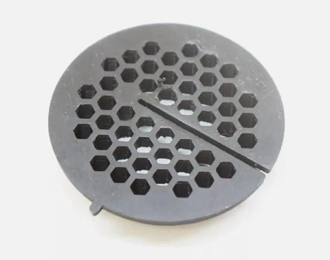 3D printed throat insert plate for 14 inch bandsaw with keyed fit 2.5 inch diameter showing hexagonal pattern design