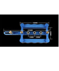 Killer Precision Blue Aluminum Hole Drill Guide And Router Board For Cabinet Making Featuring Dead On Positioning Scale dimensions shown on black background.