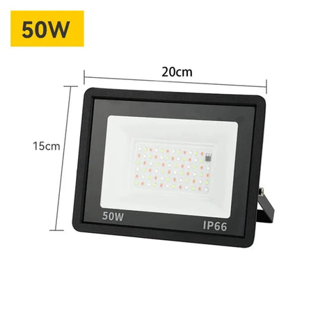 JUDYSSY RGB Led Floodlight Reflector Outdoor Lighting Ac 220 50W IP66 waterproof spotlight, 20cm x 15cm, ideal for outdoor use.