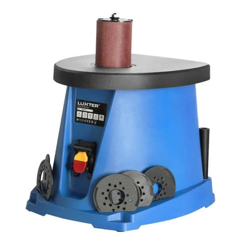 Heavy Duty Bench Sander Combo Featuring Oscillating Spindle And Belt Grinder Tool Built For Real Makers Delivers Consistent Results With Hella Smooth Sanding Action All Day, blue durable machine with oscillating spindle.