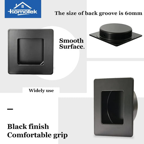 4 Pack Two And Three Quarters Inch Square Recessed Sliding Closet Door Finger Pulls In Black Stainless Steel Flush Handles