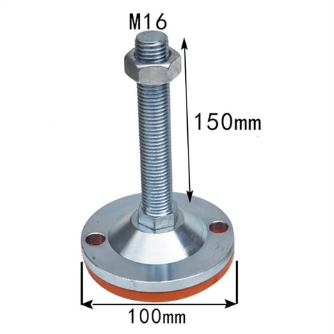 Four-Pack Heavy-Duty M16 Leveling Feet Stainless Steel Adjustable Foot Stands With Galvanized Finish For Stable Leveling On Machinery Tables And Shelving Durable Easy Install Long-Lasting Support, 100mm base