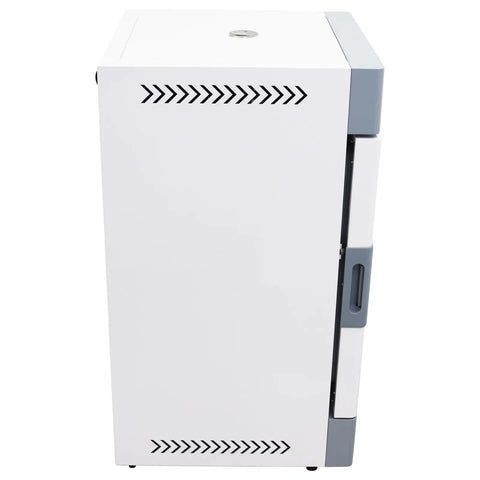 Horizontal Electric Blast Drying Oven Built Tough As Nails For Daily Lab Heating Featuring Rust Resistant Finish Coat And Spotless Stainless Chamber Premium Quality Construction Guaranteed side view showcasing sleek design.