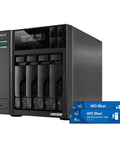Rock Solid 4 Bay Network Attached Storage Drive Featuring Intel Quad Core CPU with four drive bays and two 4TB SSDs.