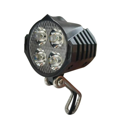 LED Front Headlight With Built In Horn For E Bike 4 LED Night Riding Waterproof 3 Pin Connector 36V 48V E Scooter Compatible Boss Level Visibility Durable Aluminum Housing With Easy Install Mount