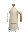 Portable 6 Cup Octagonal Aluminum Espresso Pot for Camping Office Cafe or Restaurant White Coffee Maker with dimensions