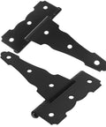Heavy Duty 5 Inch Iron T Shaped Barn Door Hinges Set Matte Black Gate Hardware For Doors And Windows, shown from top view
