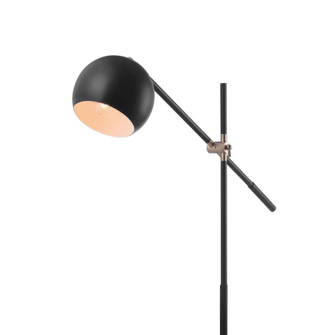 60-Inch Floor Lamp With Matte Black Finish, Brass Pivot, Metal Shade, Adjustable Arm, Modern Standing Light detail