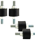 M10 40x30 Mm Rubber Isolator Mounts with Double Studs and 8 Locknuts, zinc coated steel anti vibration dampers in set of four.