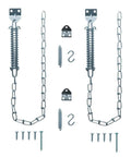 Built Tough Screen Door Chain Stopper With Spring, 2 Pack Wind Safety Hardware For Front Entry, Prevents Over Opening And Door Damage, Durable Spring Steel, Indoor Outdoor Use, Compatible With Storm Door Closer K 5026, with chains and screws