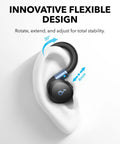 Sport X20 True Wireless Workout Earbuds With Rotatable And Extendable Ear Hooks displayed on ear model