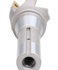 Front view of a 2'' diameter indexable end mill with 6-1/8'' OAL, 90° R8 shank and five APKT1604 carbide inserts