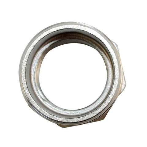 Top view of 1-1/4 Inch Male to 1 Inch Female NPT Reducer Bushing Pipe Fitting Stainless Steel 304 Adapter for Plumbing