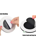 Close-up of adhesive backing and fabric hook loop fastener for Privacy Office Door Sign With Magnetic Status Board 5 Inch Black