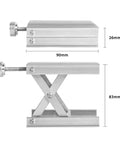 Top Notch Aluminum Alloy Leveling Machine For Industrial Lifting Stand With Easy Setup And Solid Build For Heavy Duty Material Handling And Height Adjustment Tasks - Close-up of adjustable aluminum platform measuring 90mm x 26mm and 83mm.