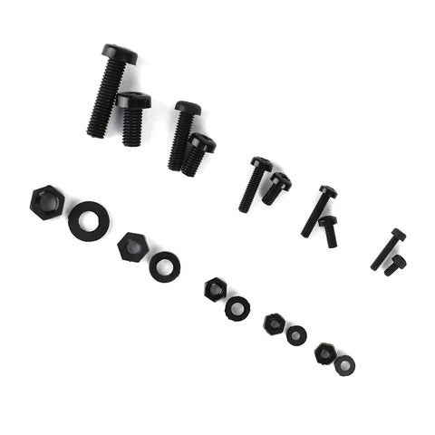 270 Piece Nylon Screws Assortment Kit With M2, M2.5, M3, M4, M5 Nuts And Washers In Black Nylon, screws and nuts arranged