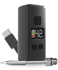 On The Go Pocket Sized Soldering Iron Pen with USB C cable, LED display showing 4.2V, and removable tip, black.