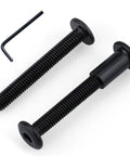 Top Shelf Heavy Duty 1/4-20 X 2 Inch Furniture Connector Bolts And Barrel Nuts Kit With Hex Key In Black 304 Stainless Steel close-up of bolts with hex key